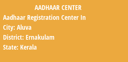 Aadhaar Registration Centres in Aluva, Ernakulam, Kerala State