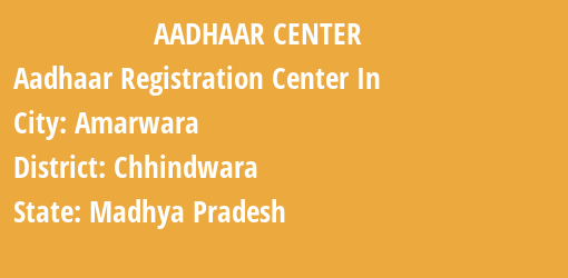 Aadhaar Registration Centres in Amarwara, Chhindwara, Madhya Pradesh State