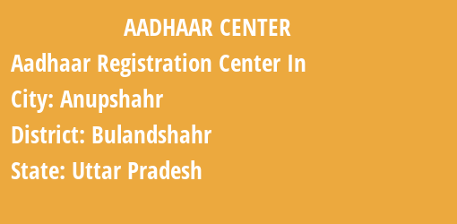 Aadhaar Registration Centres in Anupshahr, Bulandshahr, Uttar Pradesh State