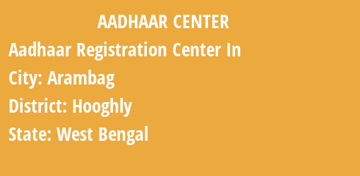 Aadhaar Registration Centres in Arambag, Hooghly, West Bengal State