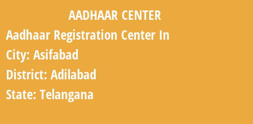 Aadhaar Registration Centres in Asifabad, Adilabad, Telangana State