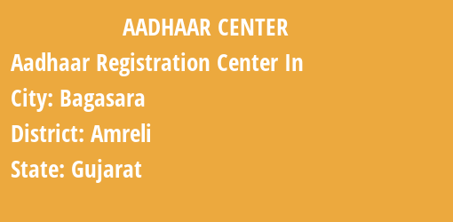 Aadhaar Registration Centres in Bagasara, Amreli, Gujarat State