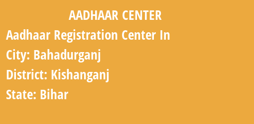 Aadhaar Registration Centres in Bahadurganj, Kishanganj, Bihar State