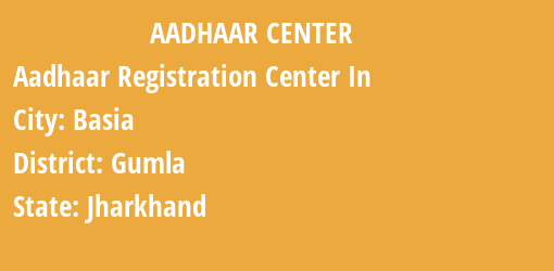 Aadhaar Registration Centres in Basia, Gumla, Jharkhand State