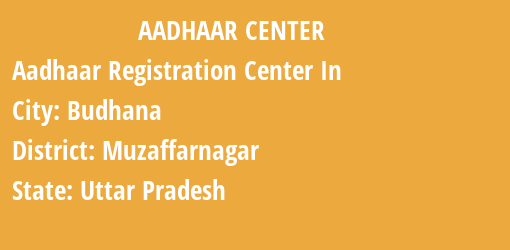 Aadhaar Registration Centres in Budhana, Muzaffarnagar, Uttar Pradesh State