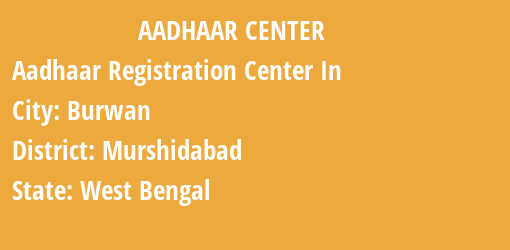 Aadhaar Registration Centres in Burwan, Murshidabad, West Bengal State