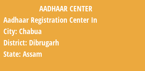 Aadhaar Registration Centres in Chabua, Dibrugarh, Assam State