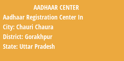 Aadhaar Registration Centres in Chauri Chaura, Gorakhpur, Uttar Pradesh State