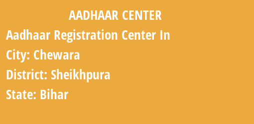 Aadhaar Registration Centres in Chewara, Sheikhpura, Bihar State