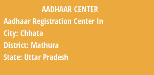 Aadhaar Registration Centres in Chhata, Mathura, Uttar Pradesh State