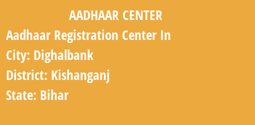 Aadhaar Registration Centres in Dighalbank, Kishanganj, Bihar State