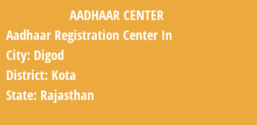 Aadhaar Registration Centres in Digod, Kota, Rajasthan State