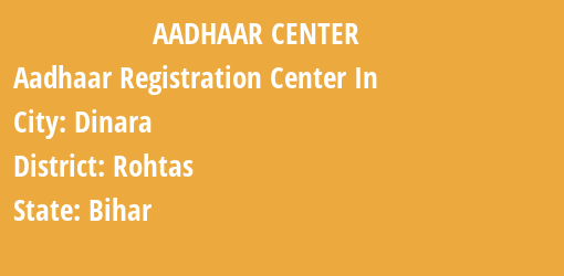 Aadhaar Registration Centres in Dinara, Rohtas, Bihar State