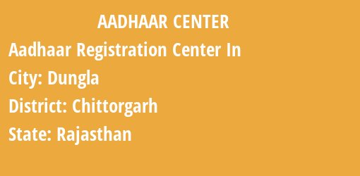 Aadhaar Registration Centres in Dungla, Chittorgarh, Rajasthan State