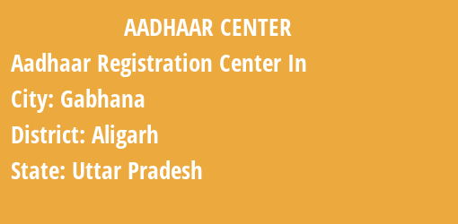 Aadhaar Registration Centres in Gabhana, Aligarh, Uttar Pradesh State