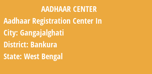 Aadhaar Registration Centres in Gangajalghati, Bankura, West Bengal State