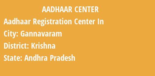 Aadhaar Registration Centres in Gannavaram, Krishna, Andhra Pradesh State