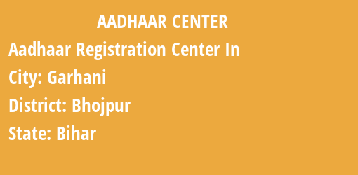 Aadhaar Registration Centres in Garhani, Bhojpur, Bihar State