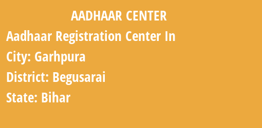 Aadhaar Registration Centres in Garhpura, Begusarai, Bihar State