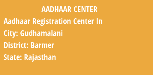 Aadhaar Registration Centres in Gudhamalani, Barmer, Rajasthan State