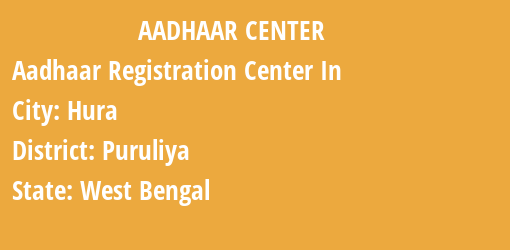 Aadhaar Registration Centres in Hura, Puruliya, West Bengal State