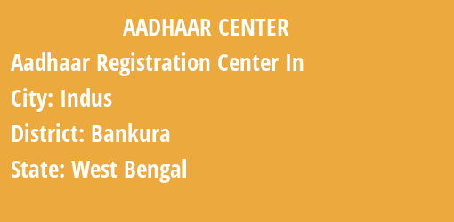 Aadhaar Registration Centres in Indus, Bankura, West Bengal State