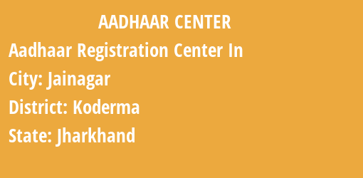 Aadhaar Registration Centres in Jainagar, Koderma, Jharkhand State