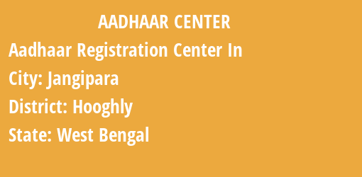 Aadhaar Registration Centres in Jangipara, Hooghly, West Bengal State