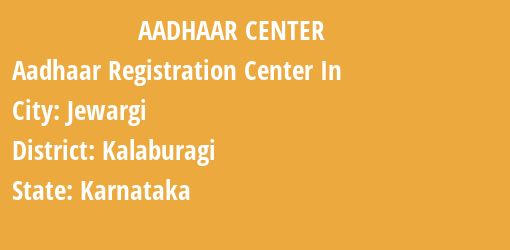 Aadhaar Registration Centres in Jewargi, Kalaburagi, Karnataka State