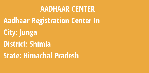 Aadhaar Registration Centres in Junga, Shimla, Himachal Pradesh State