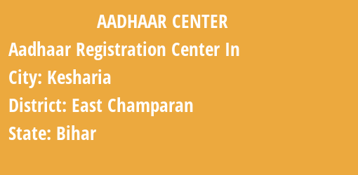 Aadhaar Registration Centres in Kesharia, East Champaran, Bihar State