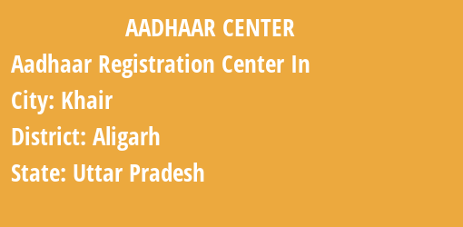 Aadhaar Registration Centres in Khair, Aligarh, Uttar Pradesh State