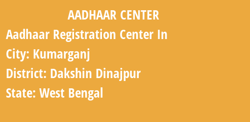 Aadhaar Registration Centres in Kumarganj, Dakshin Dinajpur, West Bengal State