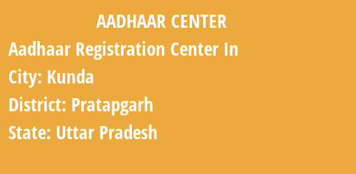 Aadhaar Registration Centres in Kunda, Pratapgarh, Uttar Pradesh State