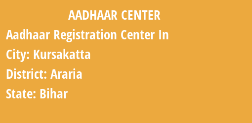 Aadhaar Registration Centres in Kursakatta, Araria, Bihar State