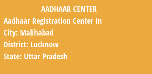 Aadhaar Registration Centres in Malihabad, Lucknow, Uttar Pradesh State