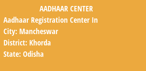 Aadhaar Registration Centres in Mancheswar, Khorda, Odisha State