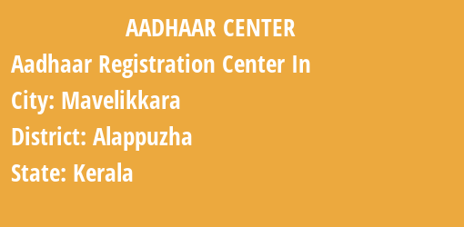 Aadhaar Registration Centres in Mavelikkara, Alappuzha, Kerala State