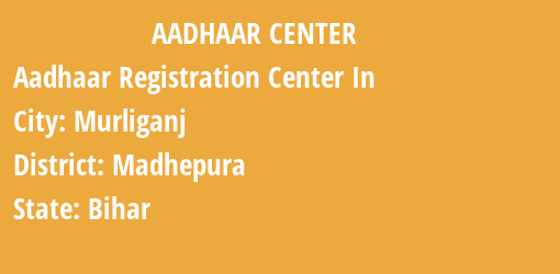 Aadhaar Registration Centres in Murliganj, Madhepura, Bihar State