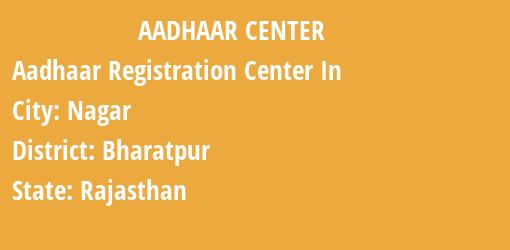 Aadhaar Registration Centres in Nagar, Bharatpur, Rajasthan State