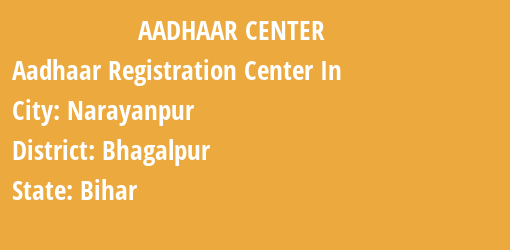 Aadhaar Registration Centres in Narayanpur, Bhagalpur, Bihar State