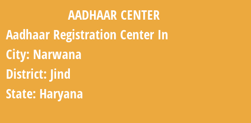 Aadhaar Registration Centres in Narwana, Jind, Haryana State