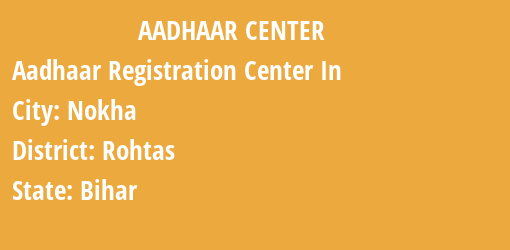 Aadhaar Registration Centres in Nokha, Rohtas, Bihar State