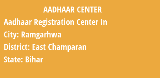 Aadhaar Registration Centres in Ramgarhwa, East Champaran, Bihar State