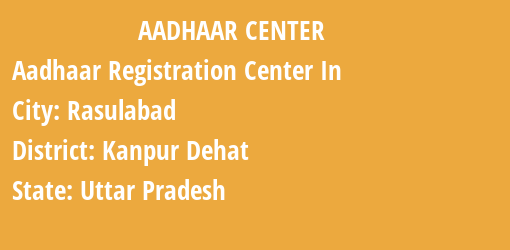 Aadhaar Registration Centres in Rasulabad, Kanpur Dehat, Uttar Pradesh State