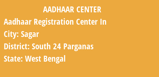 Aadhaar Registration Centres in Sagar, South 24 Parganas, West Bengal State