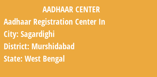 Aadhaar Registration Centres in Sagardighi, Murshidabad, West Bengal State