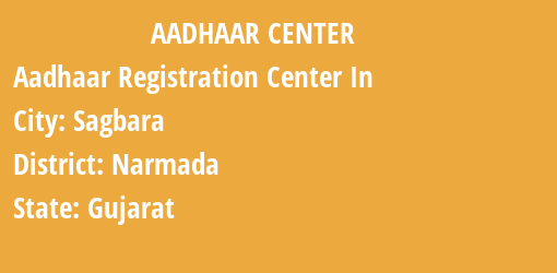 Aadhaar Registration Centres in Sagbara, Narmada, Gujarat State