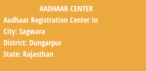 Aadhaar Registration Centres in Sagwara, Dungarpur, Rajasthan State