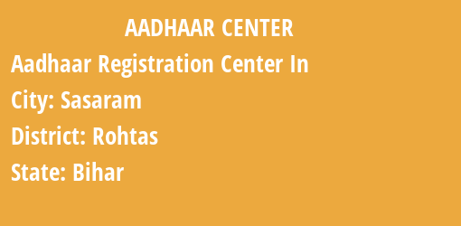 Aadhaar Registration Centres in Sasaram, Rohtas, Bihar State